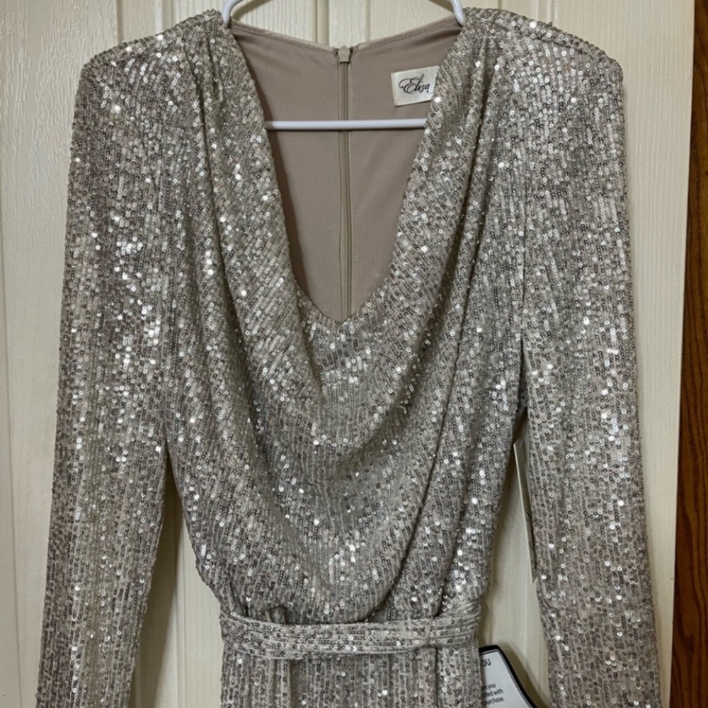 Eliza J. Jumpsuit bought at Macy's Silver Sequin Jumpsuit size 8 NWT